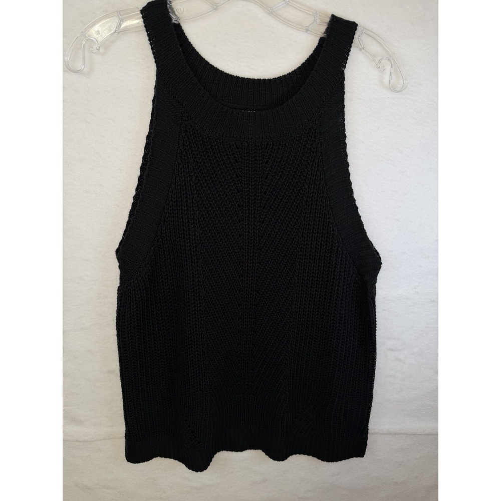 Nine West Sweater Halter Tank Top Black Knit Goth Grunge E-girl Cybercore Sz XL